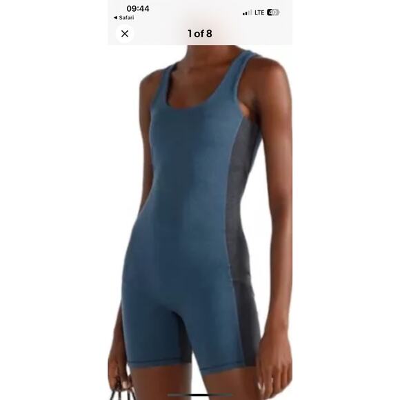 We Over Me Reflect Cutout Sporty Blue Gray Two Tone Athletic Wear Playsuit Fun - Picture 3 of 9